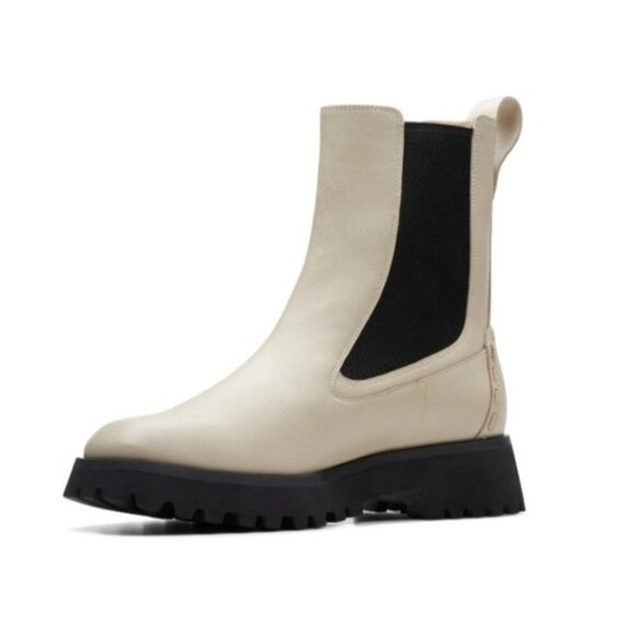 Clarks Stayso Rise Womens Ivory Leather Slip On Chelsea Boots Size: 8 NIB - Picture 4 of 6